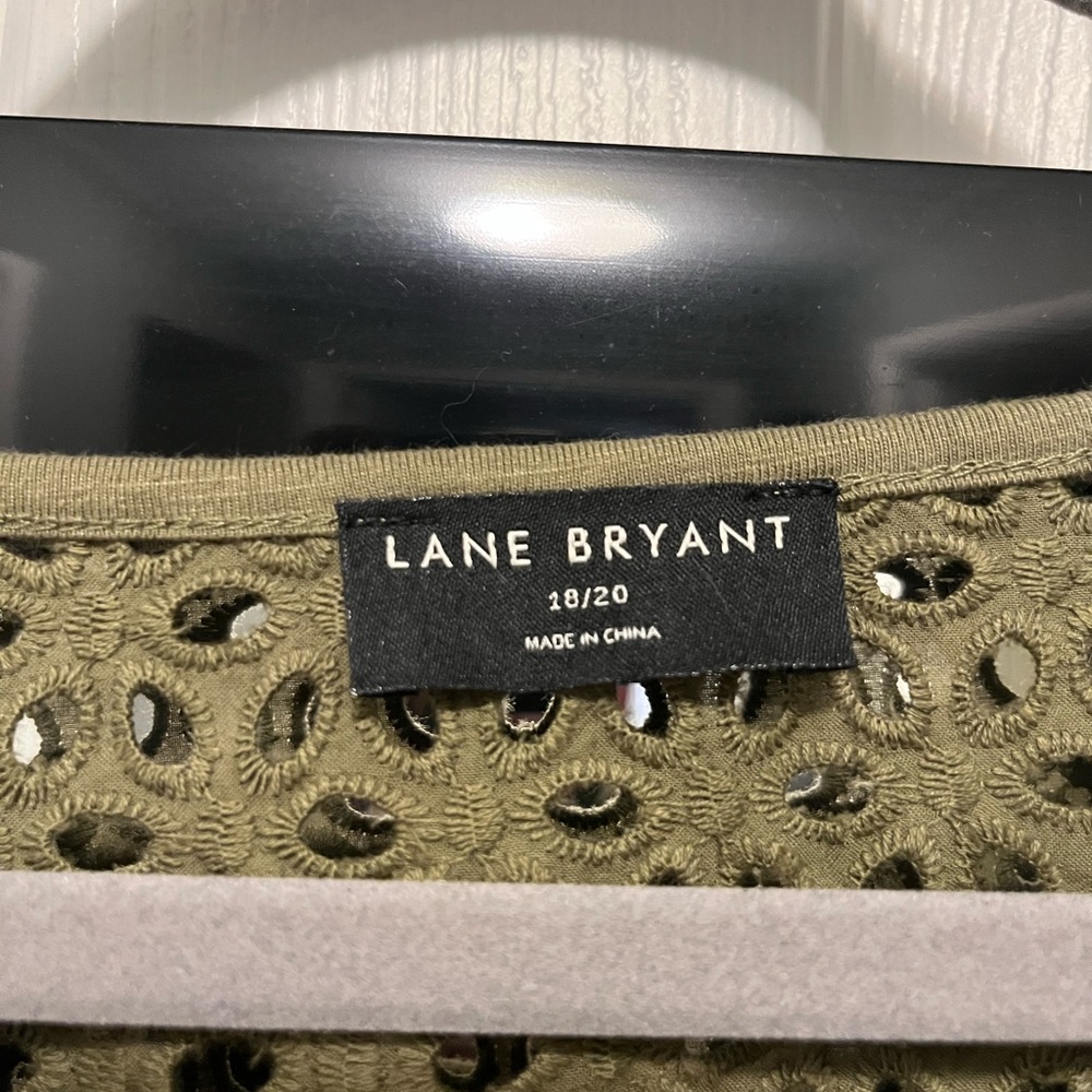 Lane Bryant Green Eyelet Embellished Blouse - Picture 4 of 4